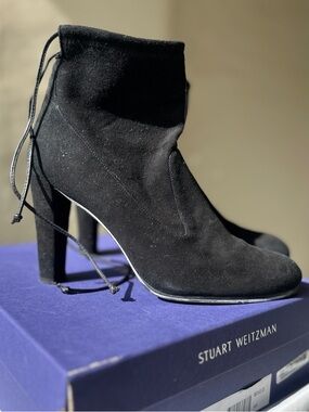 STUART WEITZMAN Perfection Suede Booties Block Heel Size 10 $695 Retail